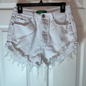 Signature Eight White Denim Frayed Distressed Shirts Size Medium